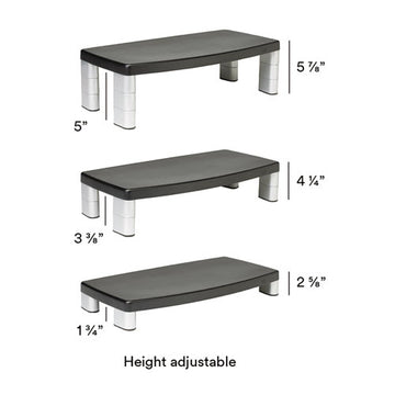 3M™ Extra-wide Adjustable Monitor Stand, 20" X 12" X 1" To 5.78", Silver-black, Supports 40 Lbs freeshipping - TVN Wholesale